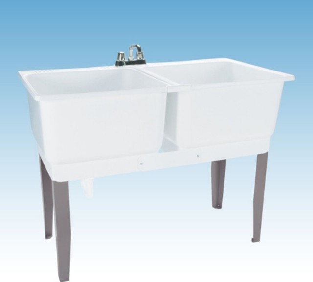 Mustee 24C Double Basin Floor Mount Utility Sink Combo Multicolor ...